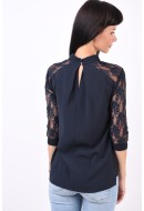 Women Blouse Object Objcam 3/4 Highneck Sky Captain